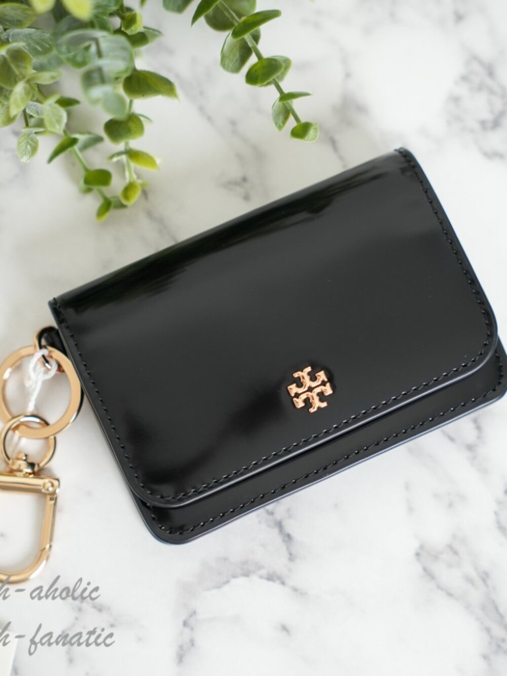 Tory Burch Emerson Smooth Leather Flap Card Case 176972 Black NWT